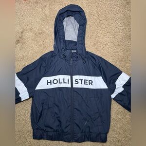 Hollister Navy Blue Cropped Windbreaker Jacket